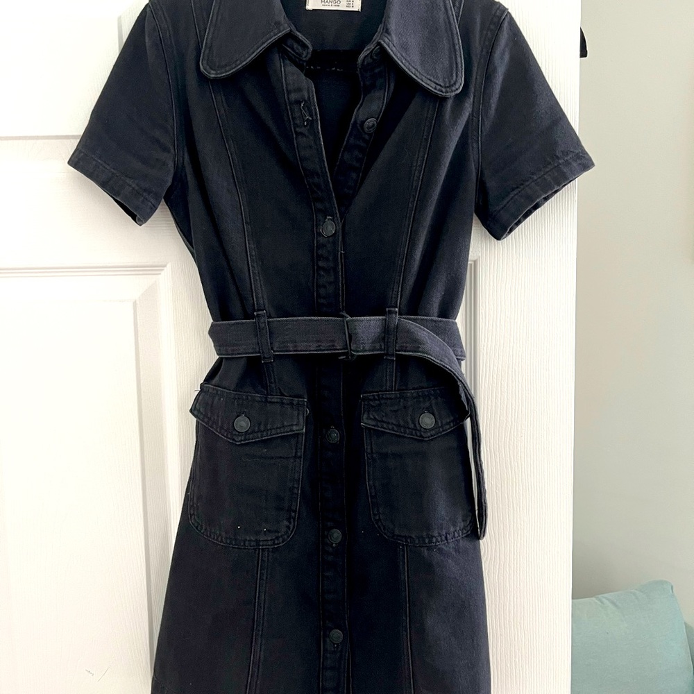 Mango black denim dress